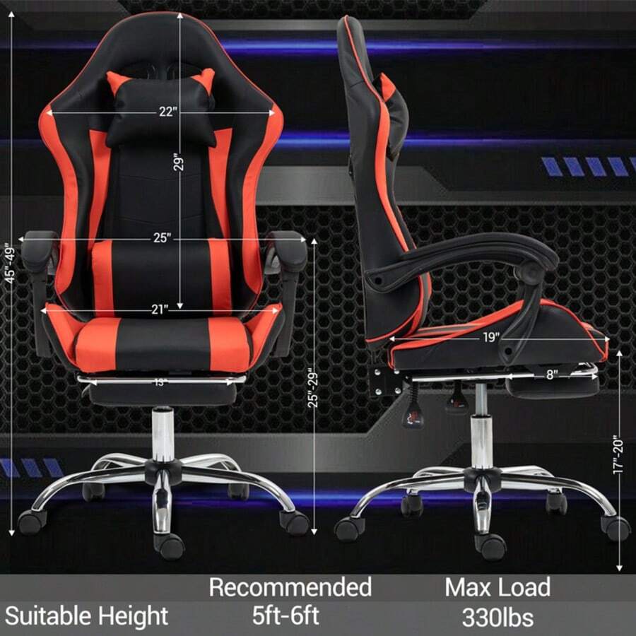 マッサージ機能付きの腰当てを備えたゲーミングチェア - 大人 - Video Gaming & Esports Usd Acc のレビューと価格