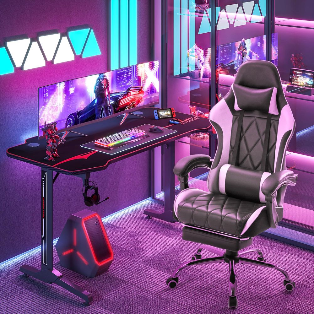 ゲーミングチェア、フットレストとマッサージランバーサポート付 - Video Gaming & Esports Usd Acc のレビューと価格